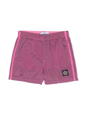 Stone Island Junior Compass-motif swim shorts - Pink