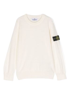 Stone Island Junior Compass-motif virgin wool jumper - Neutrals