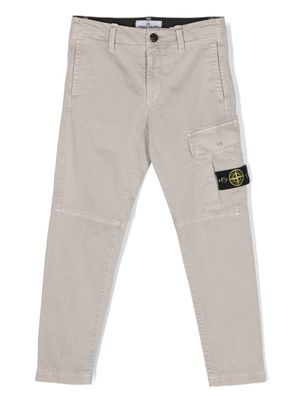 Stone Island Junior Compass-patch cargo jeans - Grey