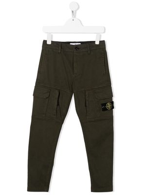 Stone Island Junior compass-patch cargo trousers - Green