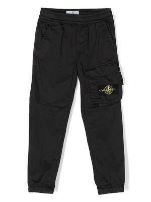 Stone Island Junior Compass-patch casual trousers - Black