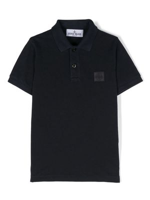 Stone Island Junior Compass-patch cotton polo - Blue