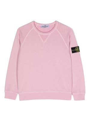 Stone Island Junior Compass-patch cotton sweatshirt - Pink