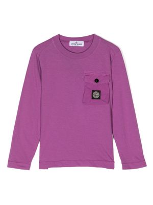 Stone Island Junior Compass-patch cotton sweatshirt - Purple