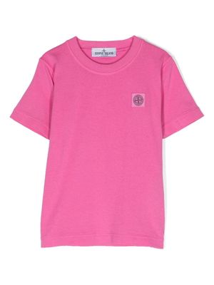 Stone Island Junior Compass-patch cotton T-shirt - Pink