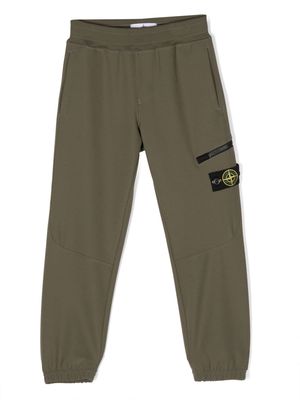 Stone Island Junior Compass-patch cotton track pants - Green