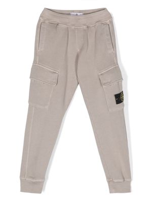 Stone Island Junior Compass-patch cotton track pants - Neutrals