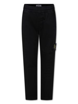 Stone Island Junior Compass-patch cotton trousers - Black