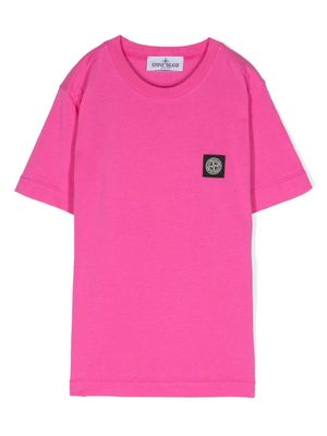 Stone Island Junior Compass-patch cotton Ts-hirt - Pink