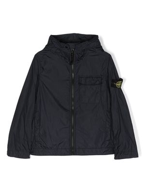 Stone Island Junior Compass-patch hooded jacket - Blue