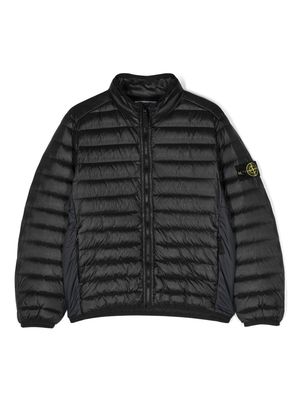 Stone Island Junior Compass-patch padded jacket - Black