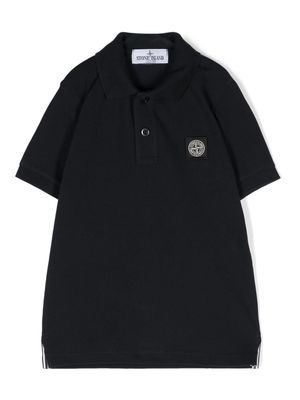 Stone Island Junior Compass-patch piqué polo shirt - Blue