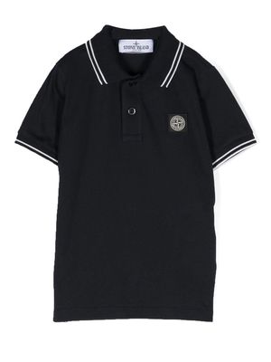 Stone Island Junior Compass-patch tipped polo shirt - Blue