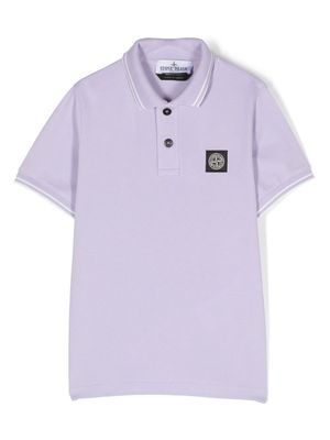 Stone Island Junior Compass-patch tipped polo shirt - Purple