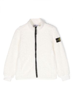 Stone Island Junior Compass-patch zip-up jacket - White