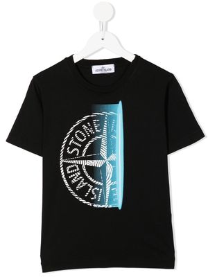 Stone Island Junior Compass-print cotton T-shirt - Black