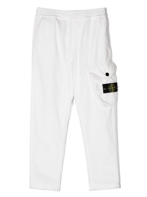 Stone Island Junior corduroy-detail straight-leg trousers - White