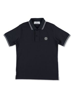 Stone Island Junior cotton-blend jersey polo shirt - Black