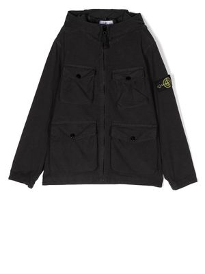 Stone Island Junior cotton logo-patch jacket - Black