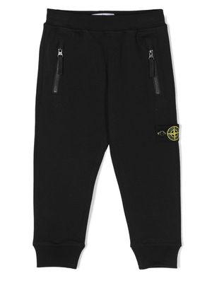 Stone Island Junior cotton tapered track pants - Black