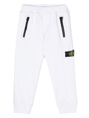 Stone Island Junior cotton tapered track pants - White