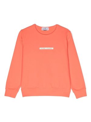 Stone Island Junior debossed-logo cotton sweatshirt - Orange