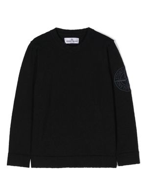 Stone Island Junior embroidered-Compass jumper - Black