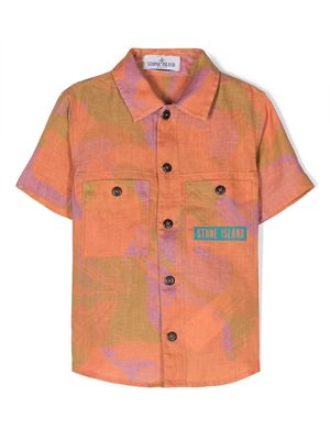 Stone Island Junior floral-print linen shirt - Orange