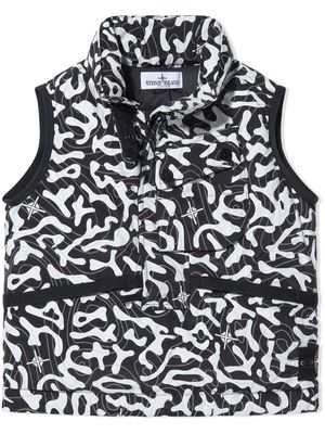Stone Island Junior graphic-print quilted gilet - Black