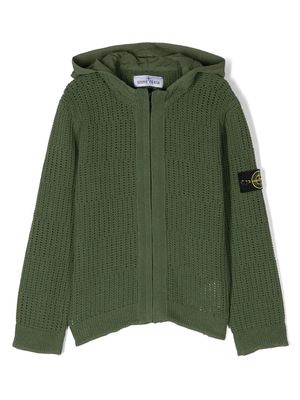 Stone Island Junior knitted hooded jacket - Green