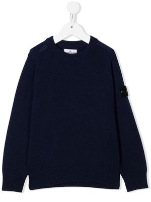 Stone Island Junior knitted logo-patch jumper - Blue