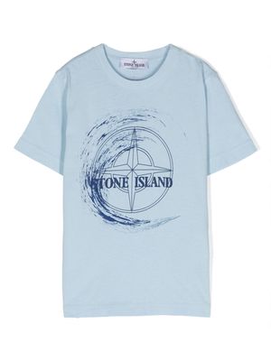 Stone Island Junior logo-appliqué cotton T-shirt - Blue