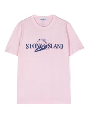 Stone Island Junior logo-appliqué T-shirt - Pink