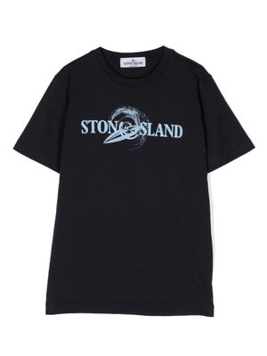 Stone Island Junior logo-appliqué T-shirt - V0020 Navy Blue