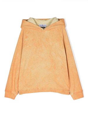 Stone Island Junior logo-embroidered cotton sweatshirt - Orange