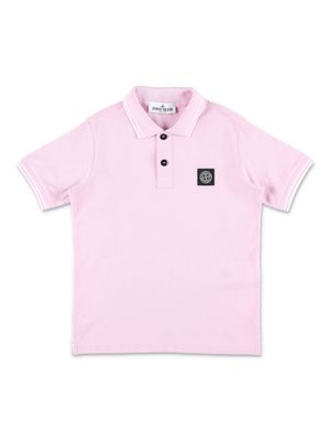 Stone Island Junior logo-patch cotton blend polo shirt - Pink