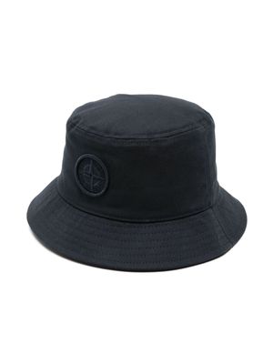 Stone Island Junior logo-patch cotton bucket hat - Blue