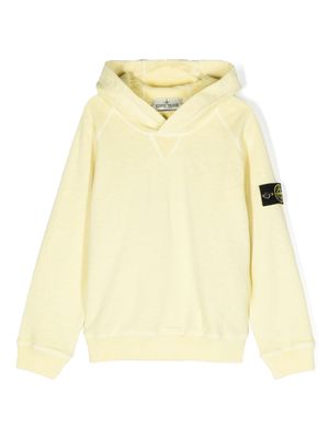 Stone Island Junior logo-patch cotton hoodie - Yellow