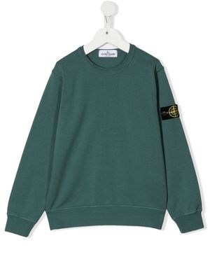Stone Island Junior logo-patch cotton sweatshirt - Green