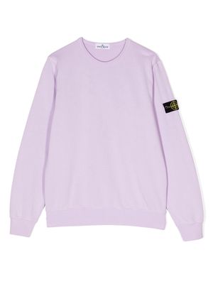 Stone Island Junior logo-patch cotton sweatshirt - Purple