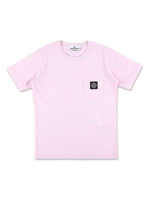 Stone Island Junior logo-patch cotton t-shirt - Pink