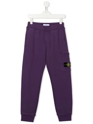 Stone Island Junior logo-patch cotton track pants - Purple