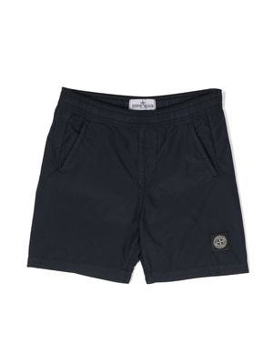 Stone Island Junior logo-patch elasticated-waist shorts - Blue