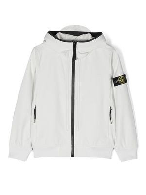 Stone Island Junior logo-patch hooded jacket - Grey