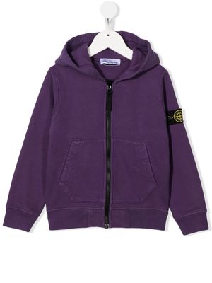 Stone Island Junior logo patch hoodie - Purple