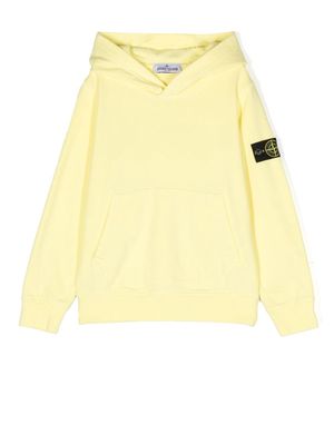 Stone Island Junior logo-patch pullover hoodie - Yellow