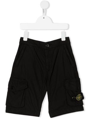 Stone Island Junior logo-patch shorts - Black