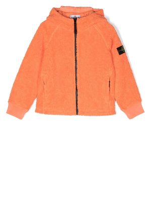 Stone Island Junior logo-patch sleeve hooded jacket - Orange