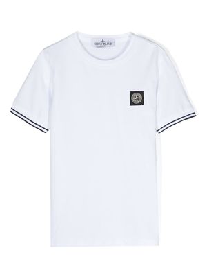 Stone Island Junior logo-patch stretch-cotton T-shirt - White