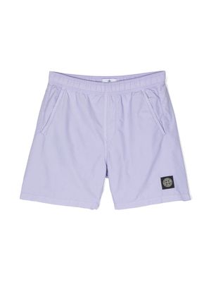 Stone Island Junior logo-patch swim shorts - Purple